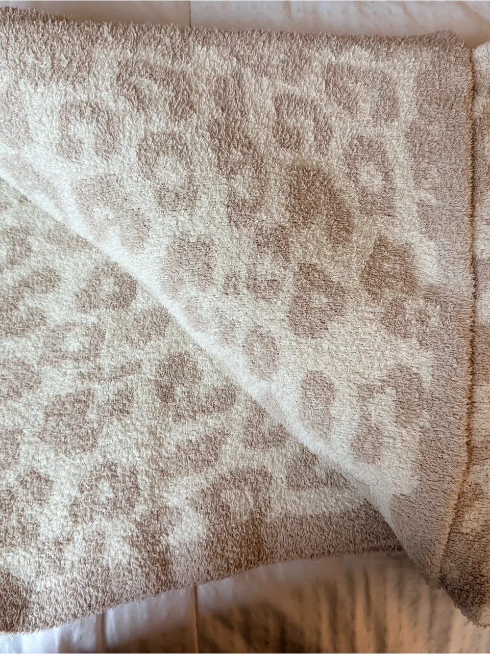 Barefoot Dreams Neutral Leopard Cozy Bath Blanket in Cream and Beige